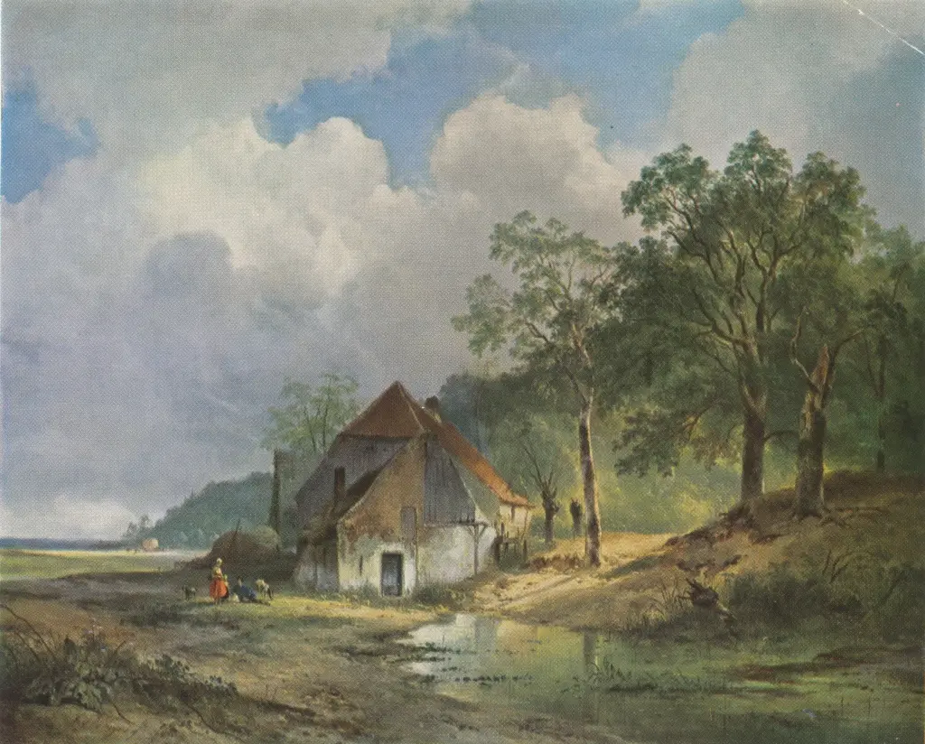 Wijnand Nuijen - Landscape with a view of a farmhouse